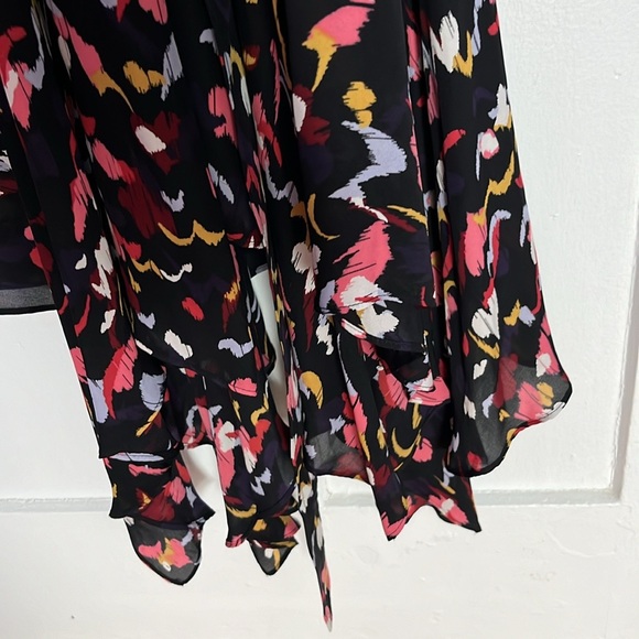 A.L.C. Silk wrap dress black and coral size 4 - Picture 10 of 11